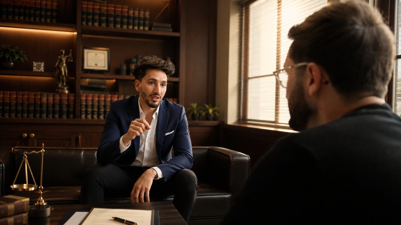 Me Abdelkrim Kebache en rencontre avec un client