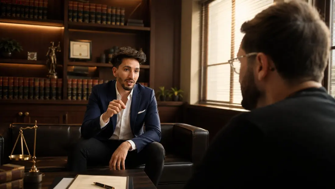 Me Abdelkrim Kebache en rencontre avec un client